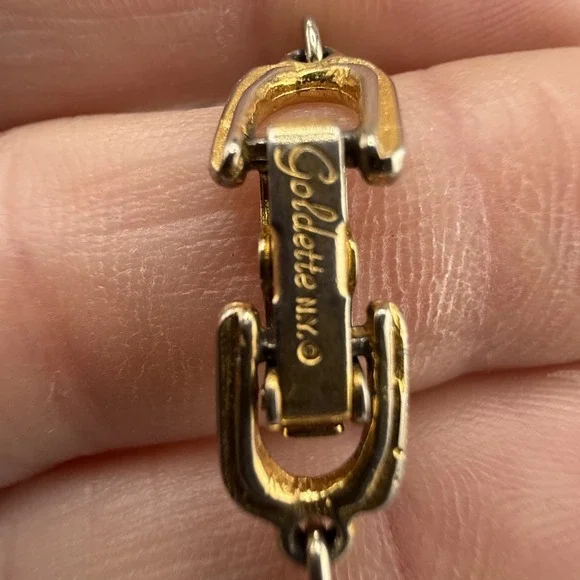 Vintage Goldette Necklace Blue Enamel Gold Tone 25" Signed - Picture 4 of 7